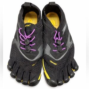Vibram FiveFingers Men's Black Yellow Purple Lace Up Low Top Sneakers Athletic